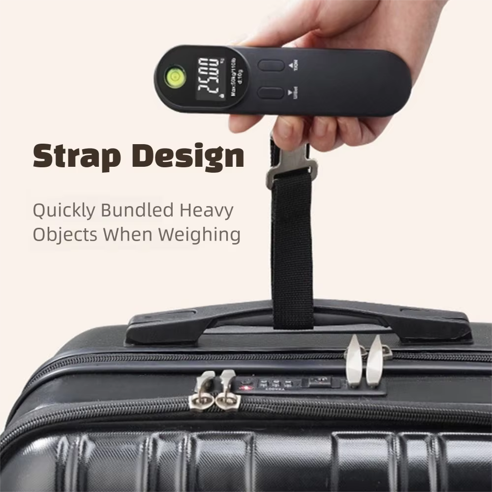 Compact digital luggage scale for travelers to avoid overweight baggage fees
