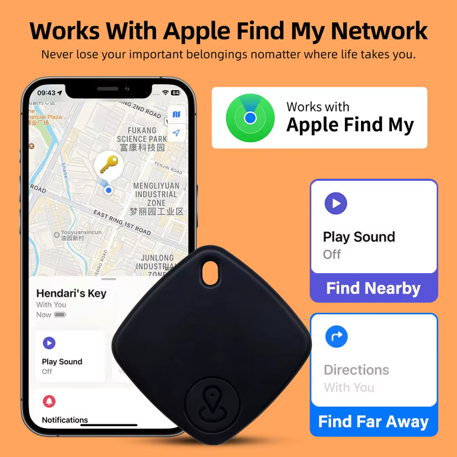 Mini smart Bluetooth GPS luggage tracker compatible with Apple Find My iOS